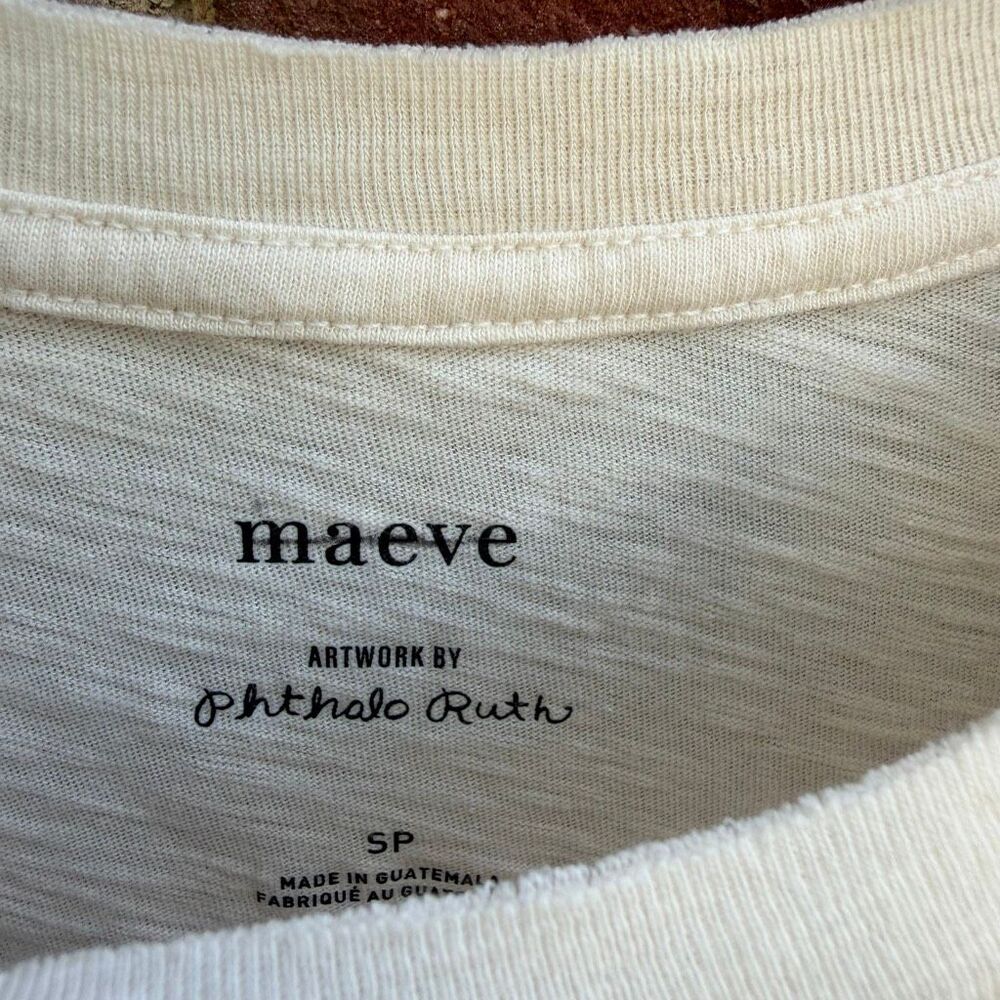 Anthropologie Maeve x Phthalo Ruth Adore Graphic Tee Cotton Boxy small petite NE - Picture 7 of 10